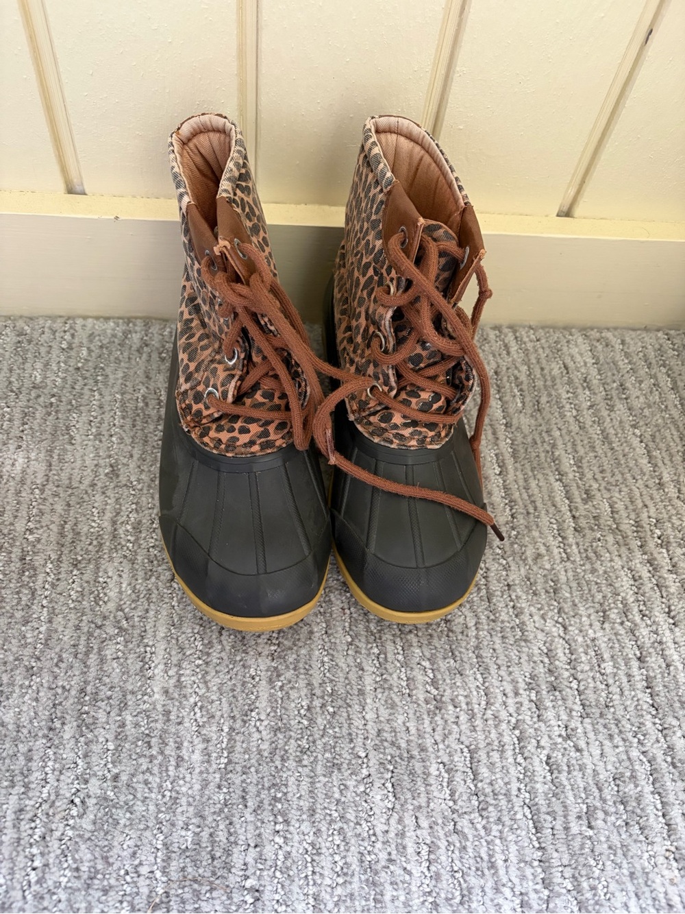 Kids Leopard Print Sperry Duck Boots